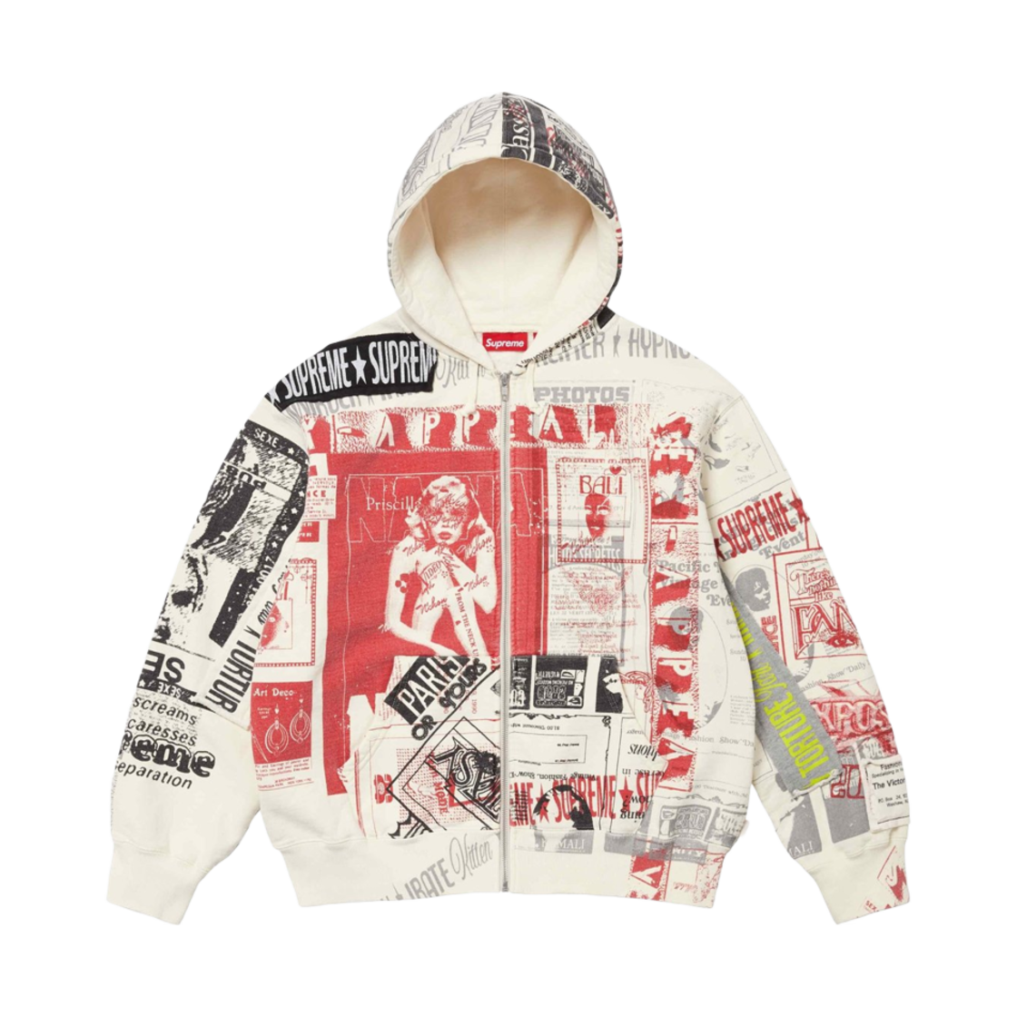 슈프림 콜라주 집업 후드 스웨트셔츠 화이트 - 24SS