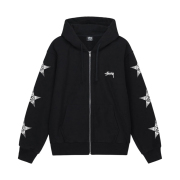 Stussy Stars Zip Hoodie Black
