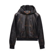 Prada Nappa Leather Hoodie Black