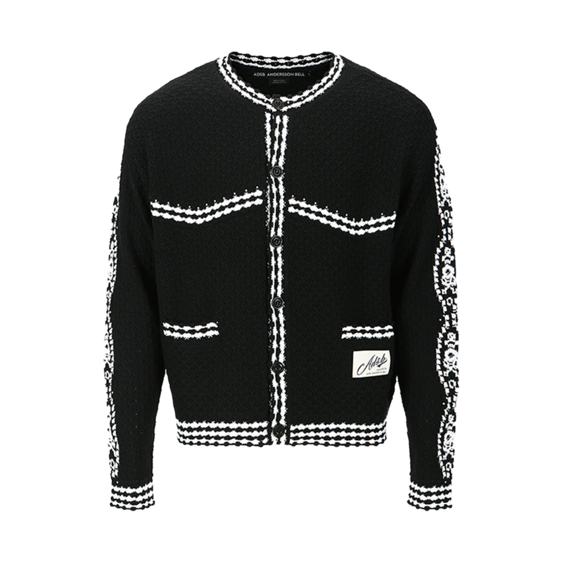 atb1244m(BLACK) ADSB Andersson Bell Fantasia Round-Neck Cardigan Black