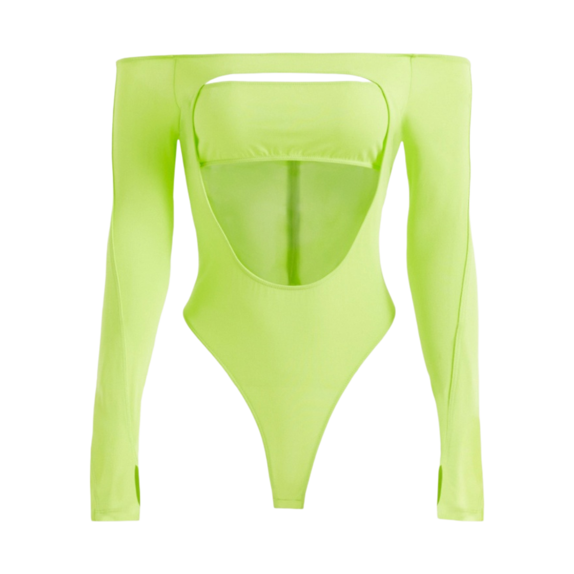 (W) 에이치앤엠 x 뮈글러 컷아웃 바디수트 애시드 그린((W) H&M x Mugler Cut-Out Bodysuit Acid Green) - 1