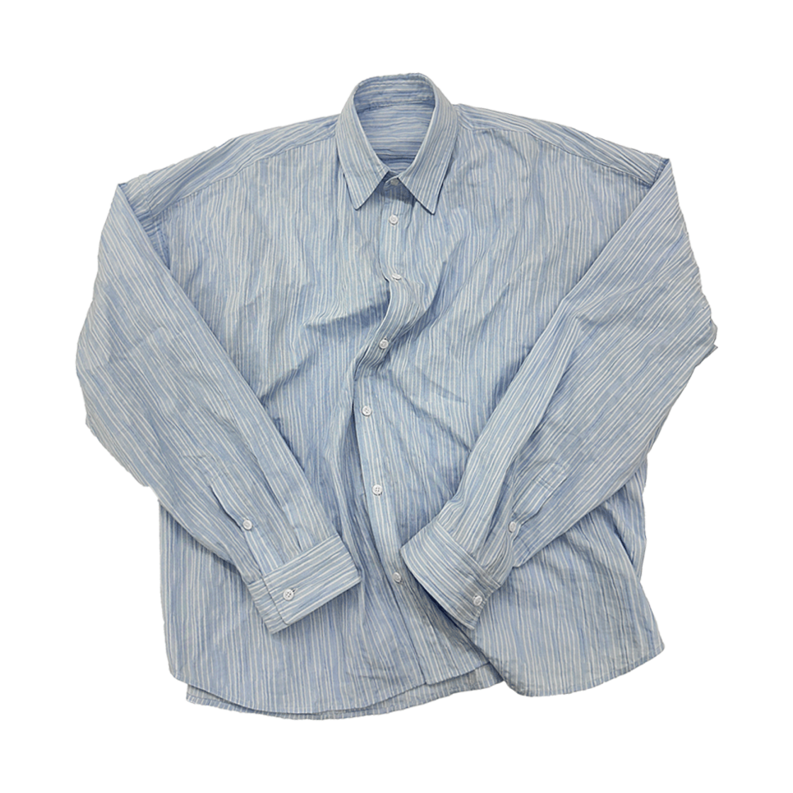 논노드 플렉시블 스트링 턱트 스트라이프 셔츠 스카이 블루(Nonnod Flexible string tucked stripe shirt Sky blue)