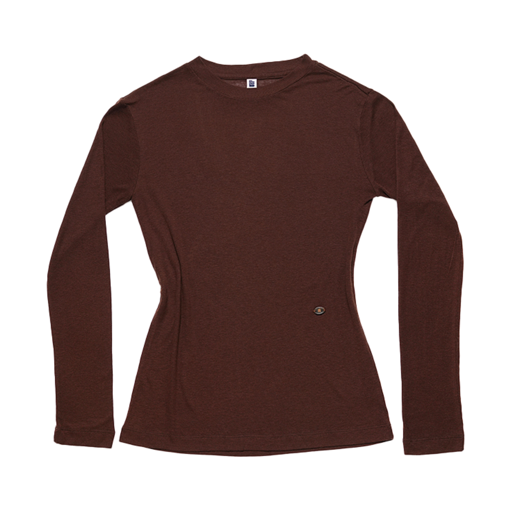 LLL90C-LTS-BR008F LLL Design Studio Wool Ribbed-Jersey Long-Sleeved Tee Brown