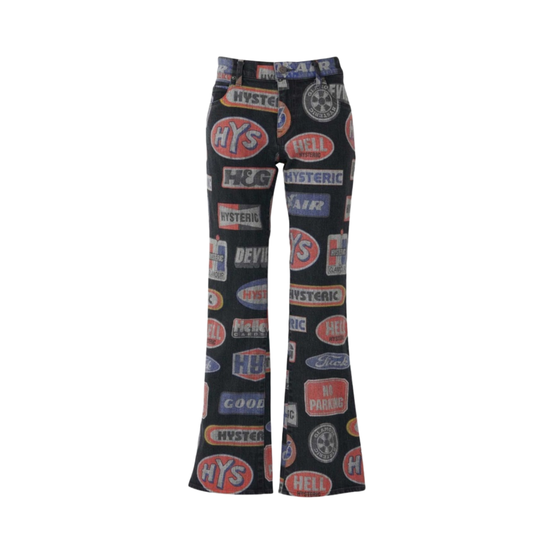 (W) 히스테릭 글래머 패턴 플레어 데님 팬츠 블랙