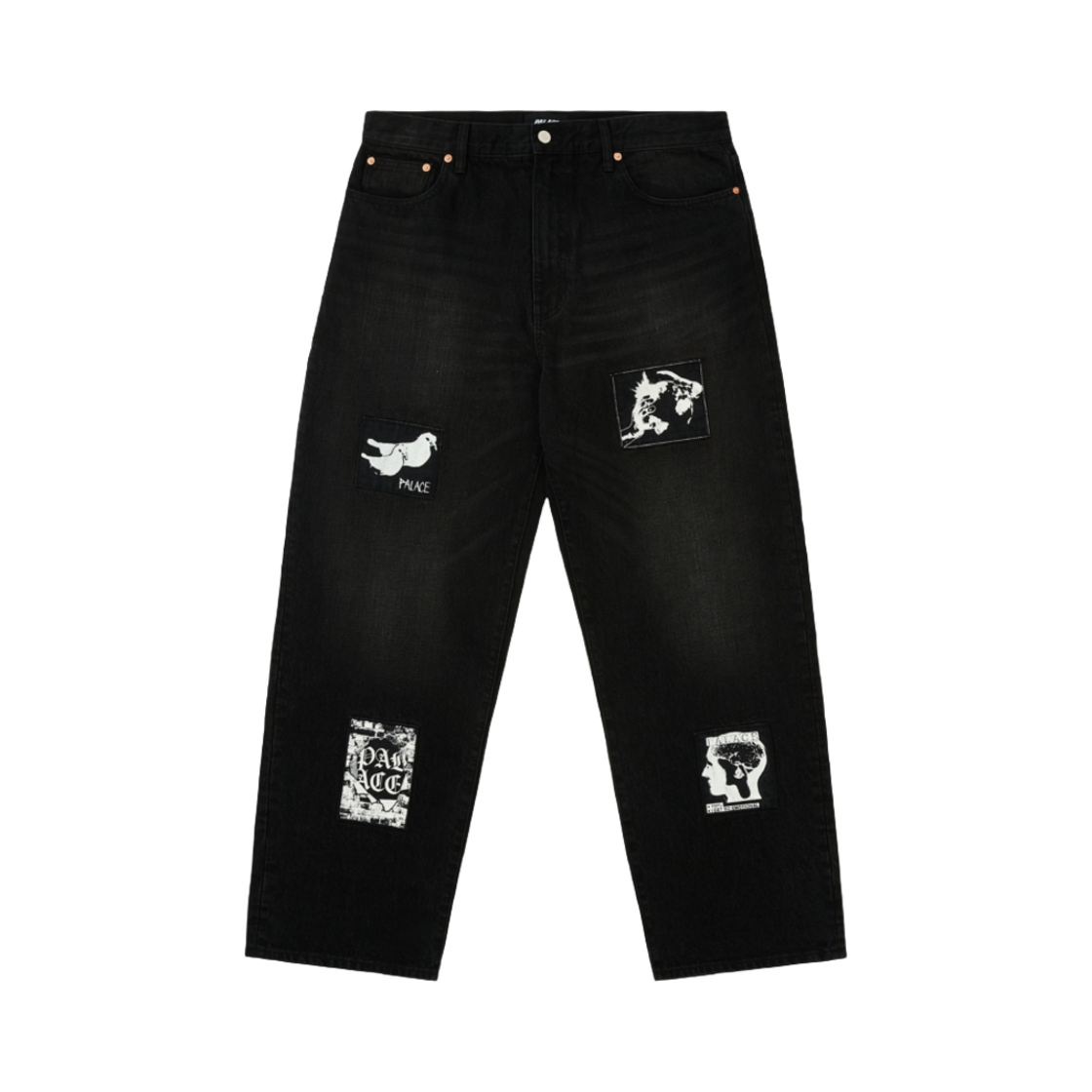 팔라스 P90 배기 진 패치 업 블랙 - 25SS(Palace P90 Baggy Jean Patch Up Black - 25SS) - 1