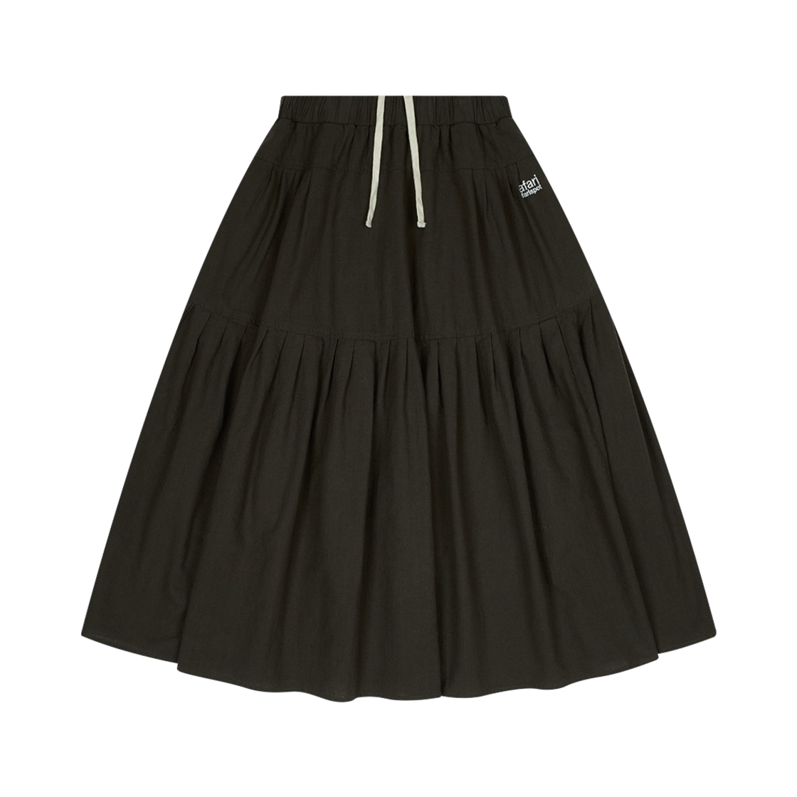 사파리스팟 베이직 사파리 러플 맥시 스커트 브라운(Safarispot  Basic Safari Ruffle Maxi Skirt Brown)