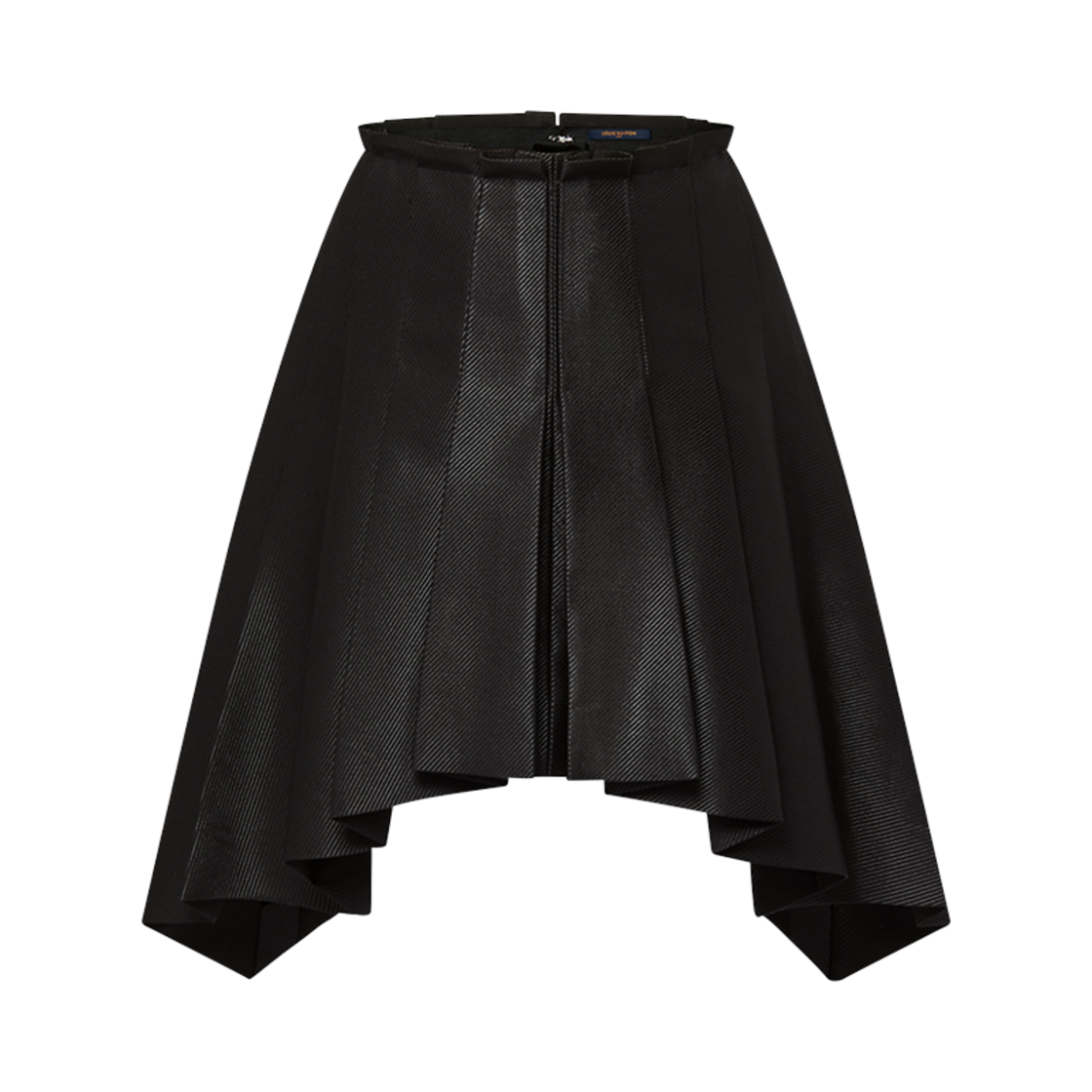 - (W) Louis Vuitton Asymmetrical Box Pleated Twill Skirt Black