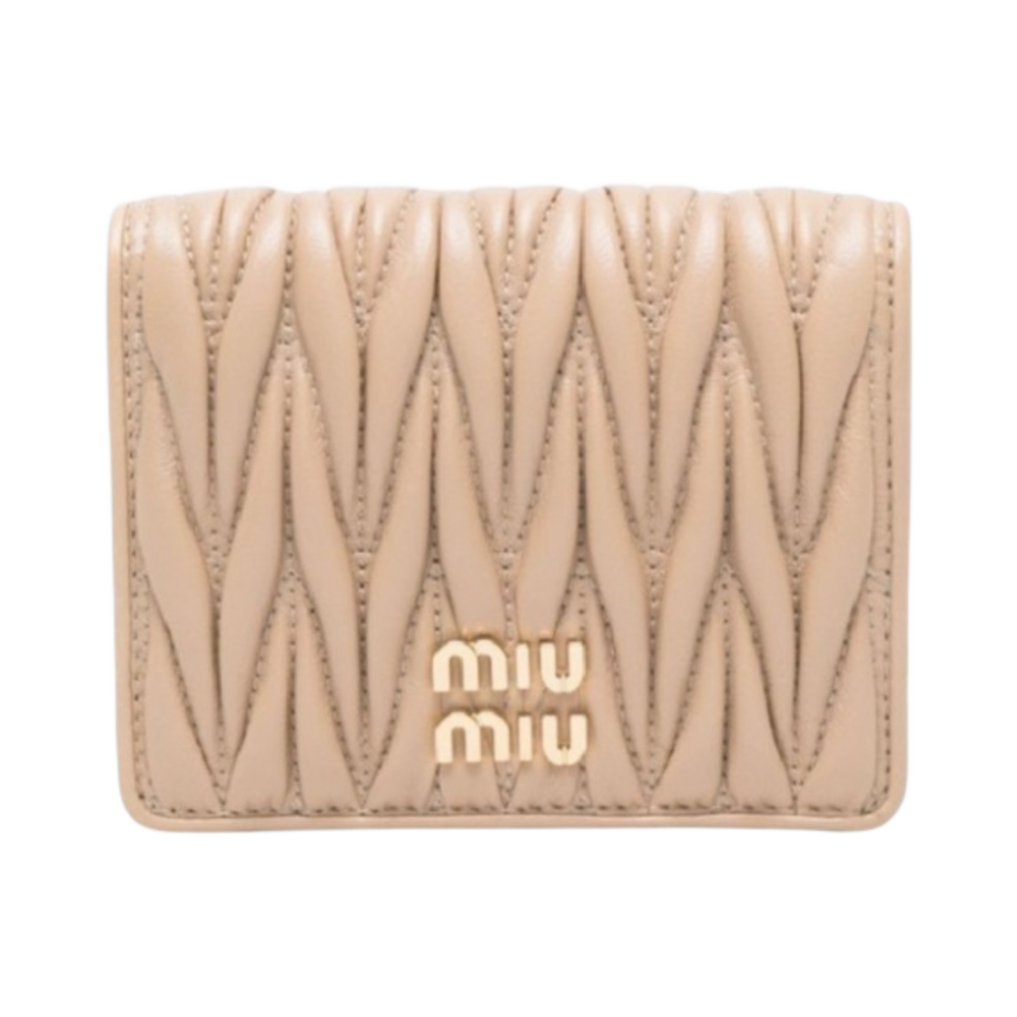 미우 미우 마테라쎄 나파 가죽 반지갑 샌드 베이지(Miu Miu Matelasse Nappa Leather Wallet Sand Beige)