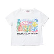 The Museum Visitor Women Crayon Art Printed T-Shirts White