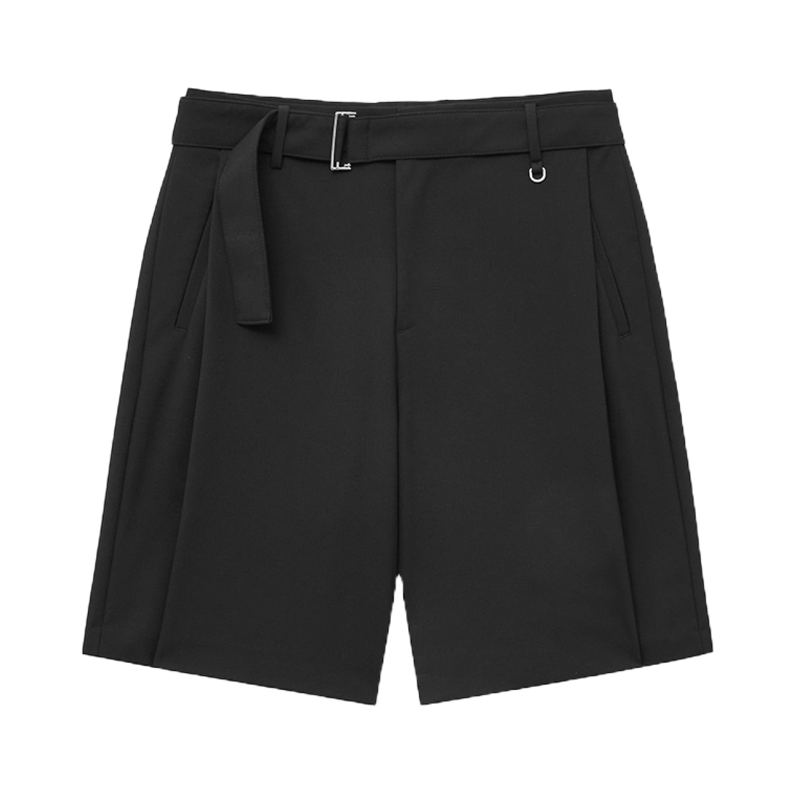 티엔지티 블랙 와이드핏 벨티드 원턱 하프슬랙스(TNGT Wide-fit Belted One-tuck Half Slacks Black)