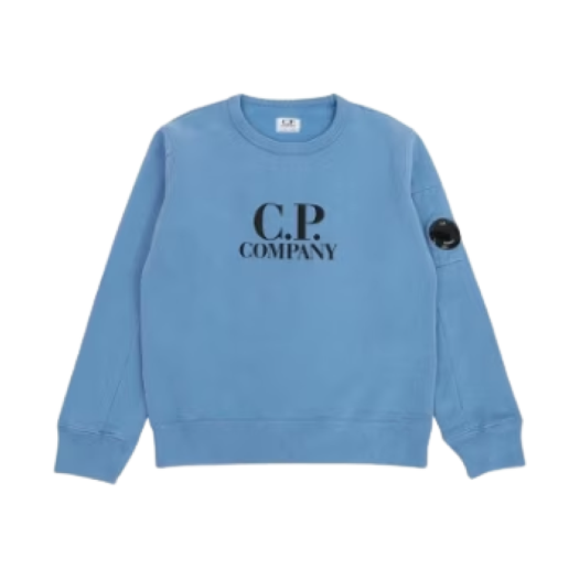(Kids) C.P. Company U16 Basic Fleece Logo Sweatshirt Riviera Blue - 23FW