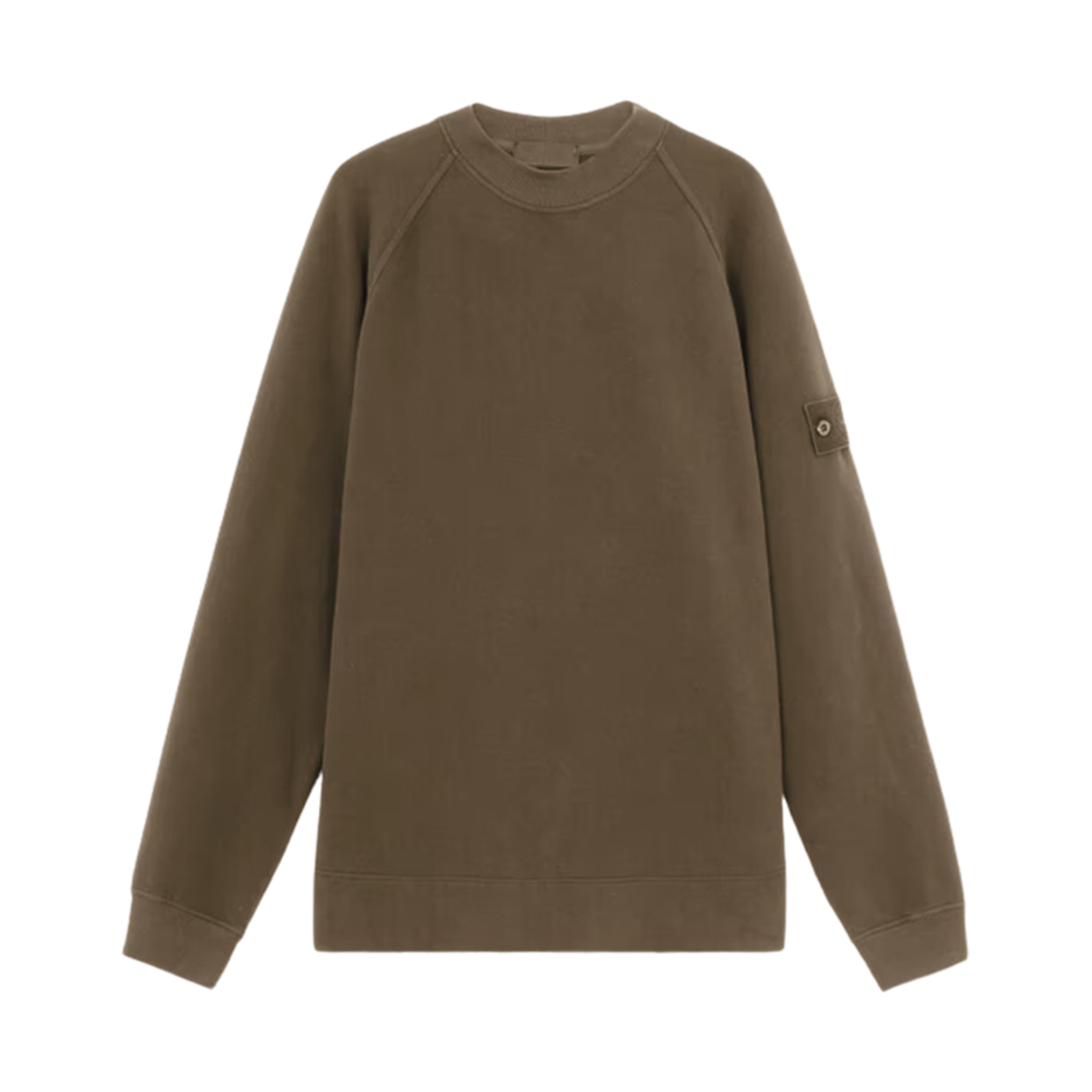 스톤 아일랜드 629F7 고스트 스트레치 오가닉 코튼 플리스 크루넥 스웨트셔츠 위드 립드 디테일 밀리터리 그린 - 24FW(Stone Island 629F7 Ghost Stretch Organic Cotton Fleece Crewneck Sweatshirt with Ribbed Details Military Green - 24FW) - 1