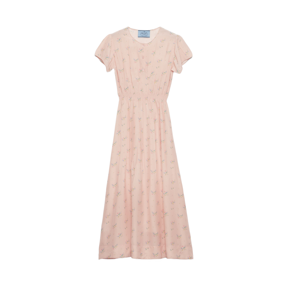 (W) 프라다 플로럴 프린트 폰지 드레스 피치((W) Prada Floral Print Ponge Dress Peach) - 1