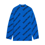 Balenciaga Allover Logo Crewneck Knit Blue