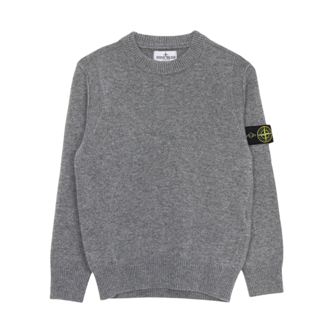 (키즈) 스톤 아일랜드 502Z1 스타킹 스티치 울 비스코스 나일론 앤 캐시미어 크루넥 니트 다크 그레이 멜란지 - 24FW((Kids) Stone Island 502Z1 Stocking Stitch Wool Viscose Nylon Cashmere Crewneck Knit Dark Grey Melange - 24FW) - 1