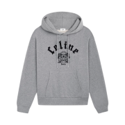 Celine Cotton Fleece Loose Blason Hoodie Grey Melange Black
