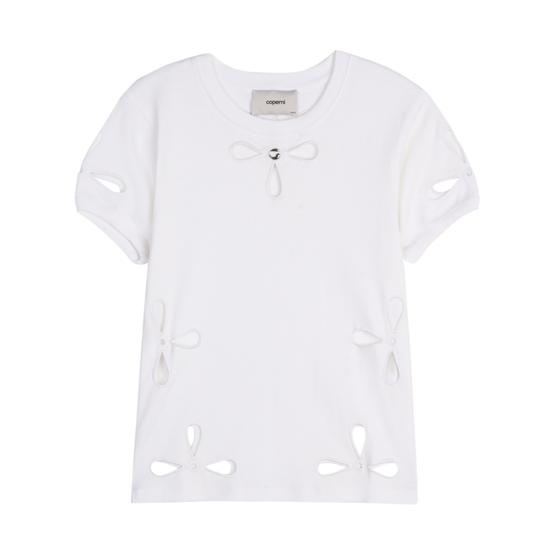 KW5ATSSCP06WT Coperni Petal Embroidered Slim Fit T Shirt White - 25SS
