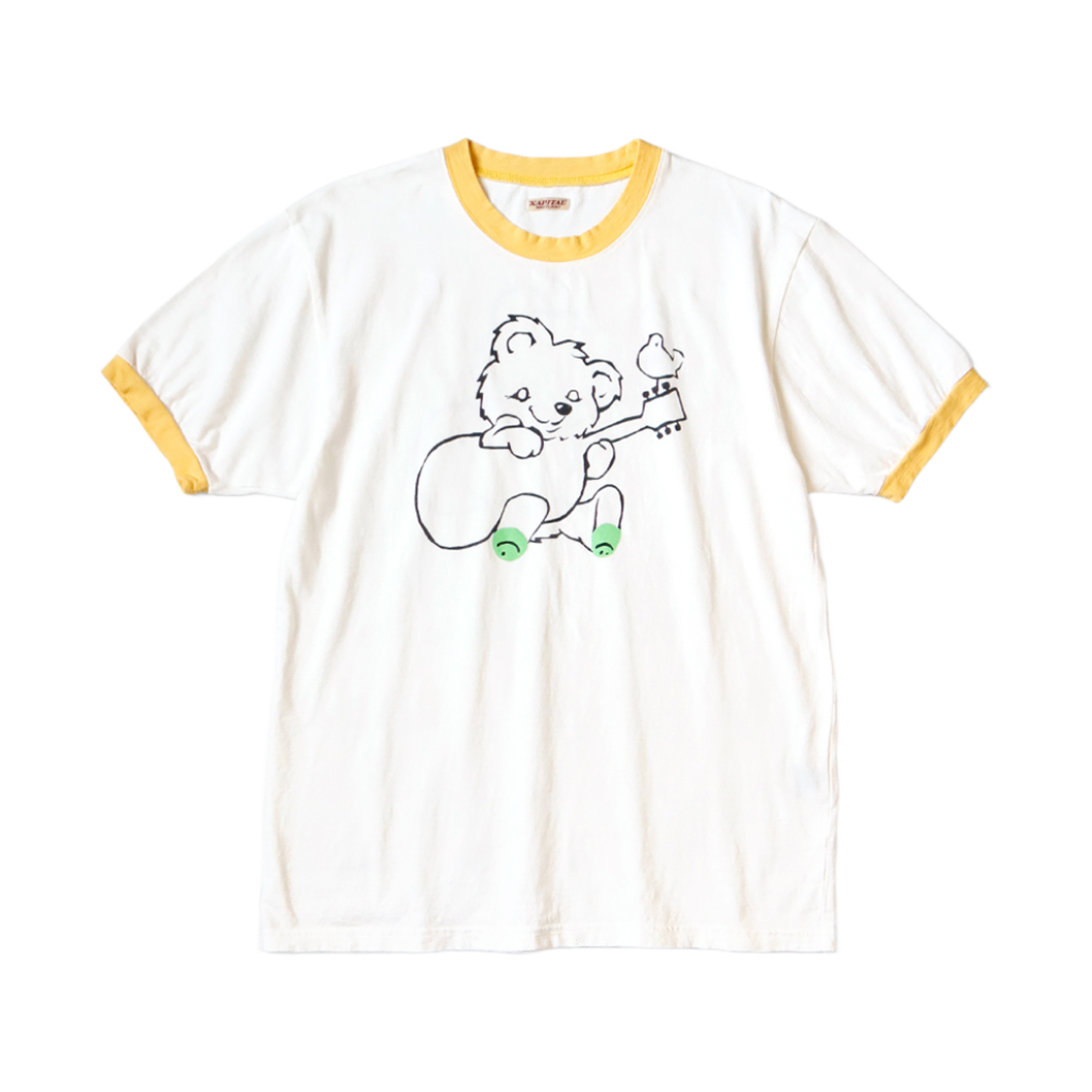 캐피탈 20 텐지쿠 링거 티셔츠 리틀 베어 앤 하모니 Pt 옐로우(Kapital 20 Tenjiku Ringer T-Shirt Little Bear & Harmony Pt Yellow) - 1