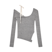 (W) Glowny Isa Asymmetrical Knit Top Grey