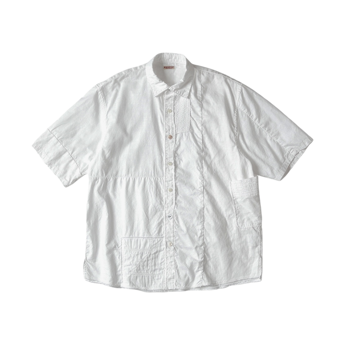 캐피탈 코튼 리넨 패치워크 카트만두 숏슬리브 셔츠 화이트(Kapital Cotton Linen Patchwork Kathmandu Short Sleeve Shirt White) - 1