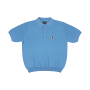 Heritage Floss Crest Wool Polo Shirt Sky Blue
