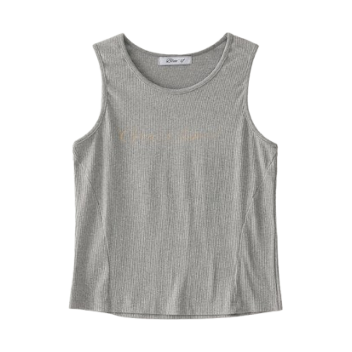 블루 선플라워 빈티지 레터링 프린티드 슬리브리스 그레이(Blue Sunflower Lettering Printed Sleeveless Grey)