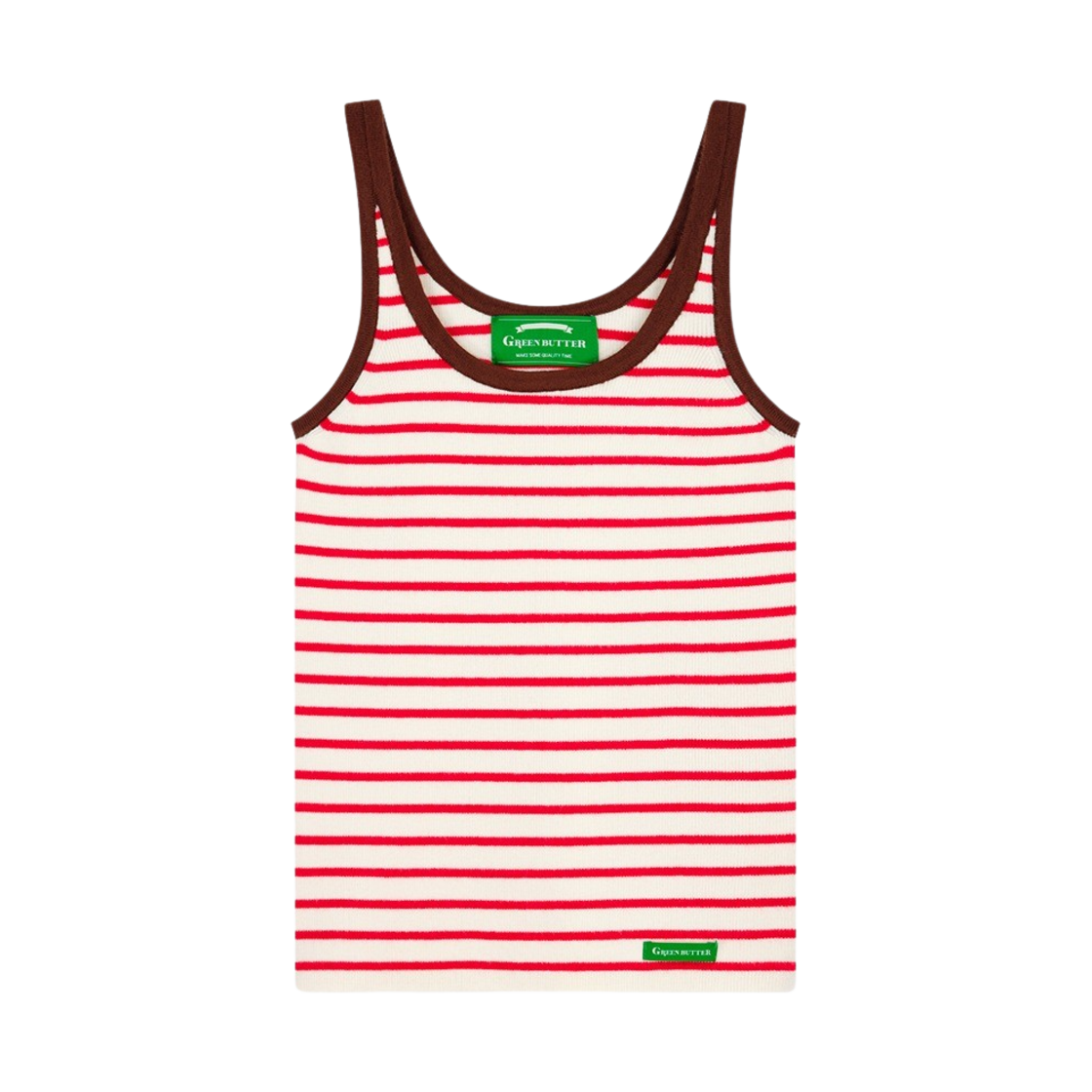 그린 버터 우먼 스트라이프 소다 슬리브리스 니트 레드(Green Butter Women Stripe Soda Sleeveless Knit Red) - 1
