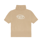 (W) Diesel M-Argaret Jumper Cut-Out Logo Short Sleeve Beige