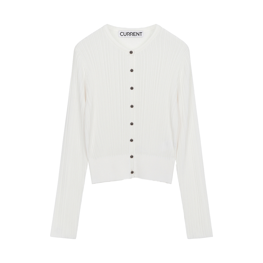 커렌트 레이온 라운드 니트 가디건 아이보리