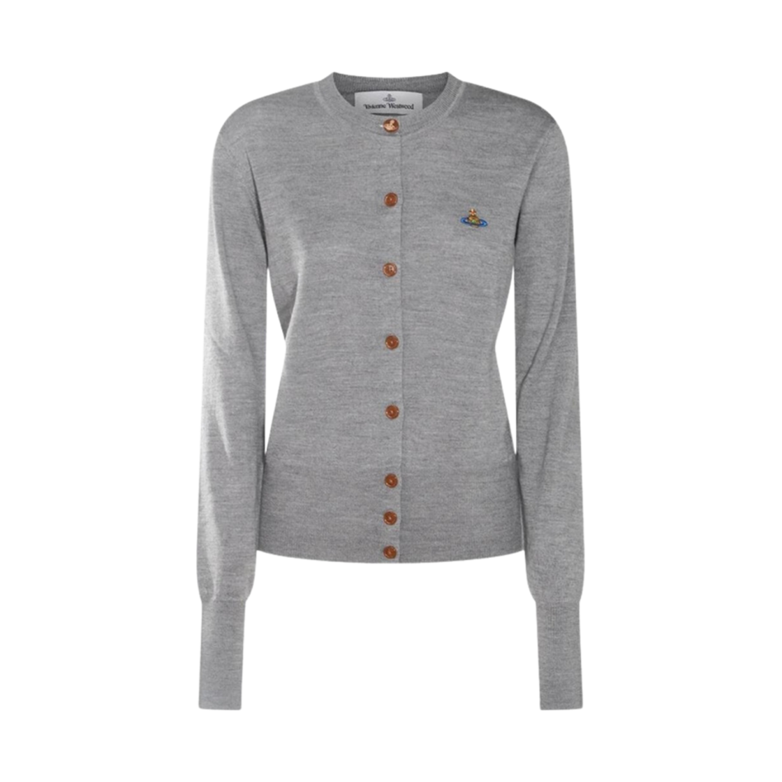1803002P-Y0006-P401 (W) Vivienne Westwood Bea Virgin Wool Cardigan Grey