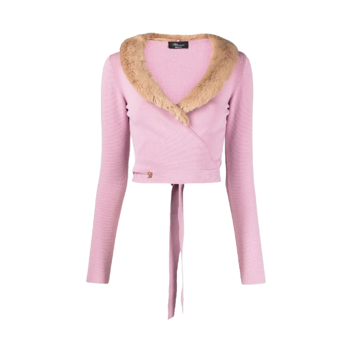(W) 블루마린 에코 퍼 랩 가디건 핑크 모브 오키드((W) Blumarine Eco Fur Wrap Cardigan Pink Mauve Orchid)