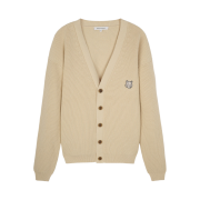 Maison Kitsune Bold Fox Head Patch Comfort Ribbed Cardigan Paper