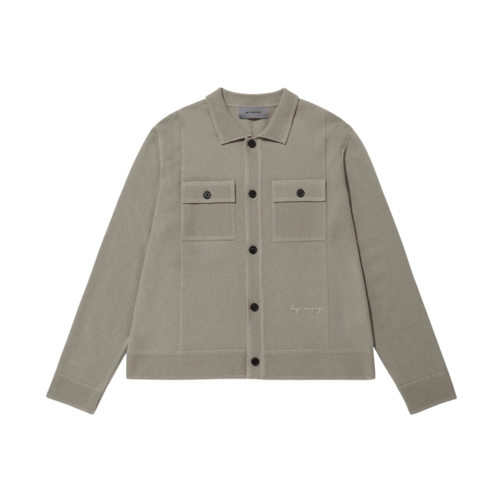 BR024PCD0001C05 BY RANG Wool-Cashmere Pocket Logo Cardigan Mint Grey