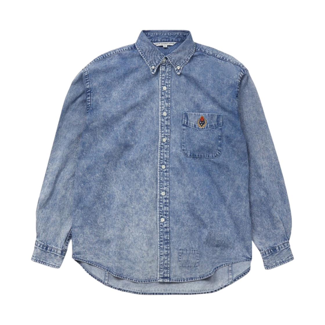 헤리티지 플로스 스톤 워시드 데님 셔츠 스톤 인디고