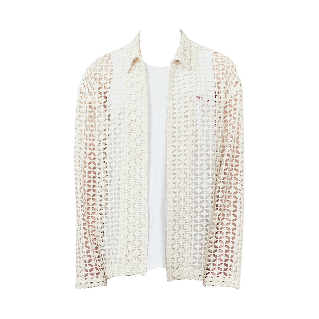 타이핑 미스테이크 플라워 크로쉐 셔츠 자켓 아이보리(Typing Mistake Flower Crochet Shirts Jacket Ivory)