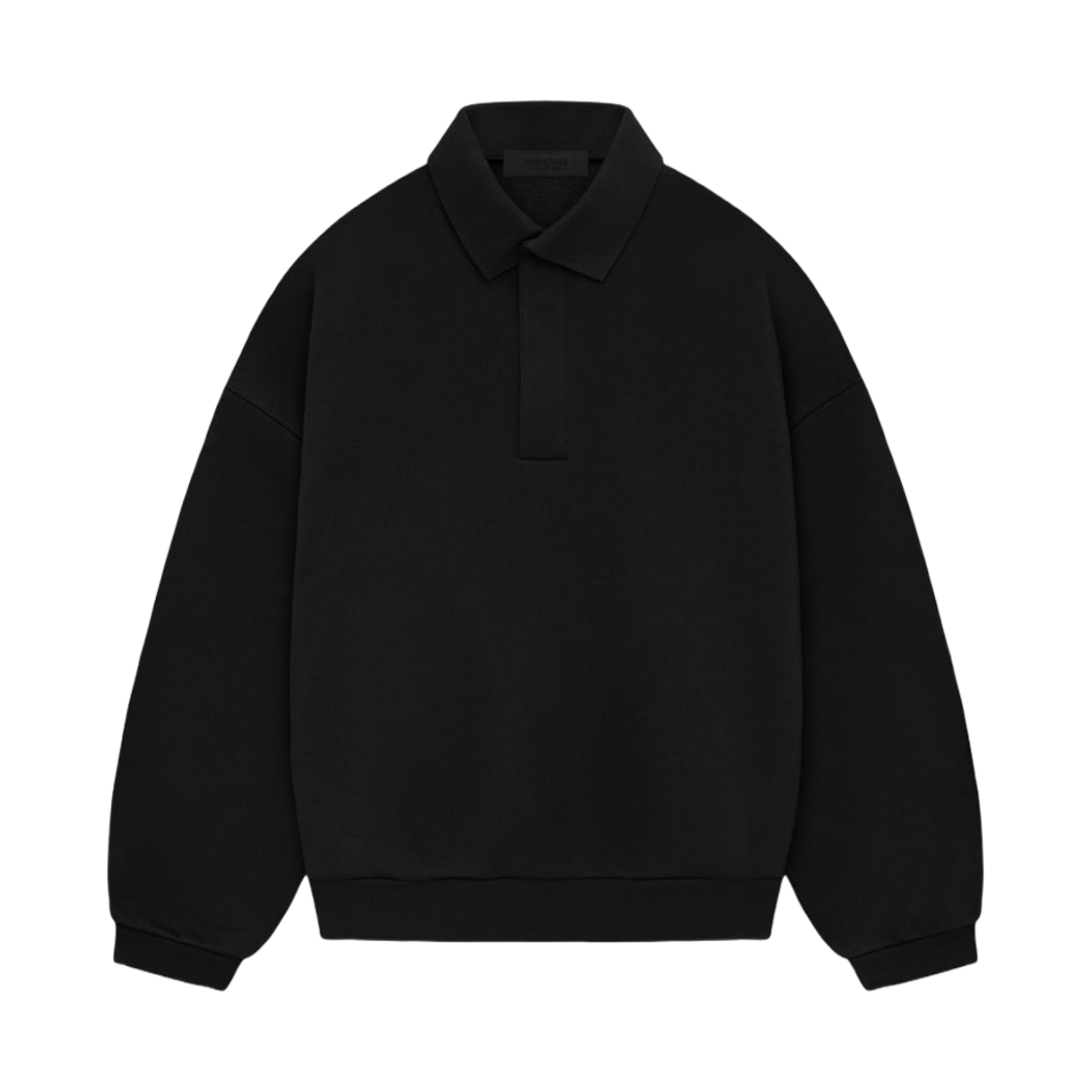 - Essentials Long Sleeve Polo Jet Black - 24SS