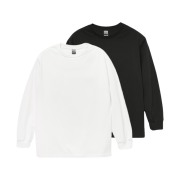 Gildan Heavy Ultra Cotton Long Sleeve T-Shirt White Black (2Pack)