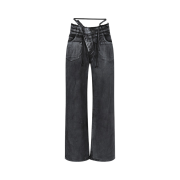 Ottolinger Women Double Fold Pants Black White Paint