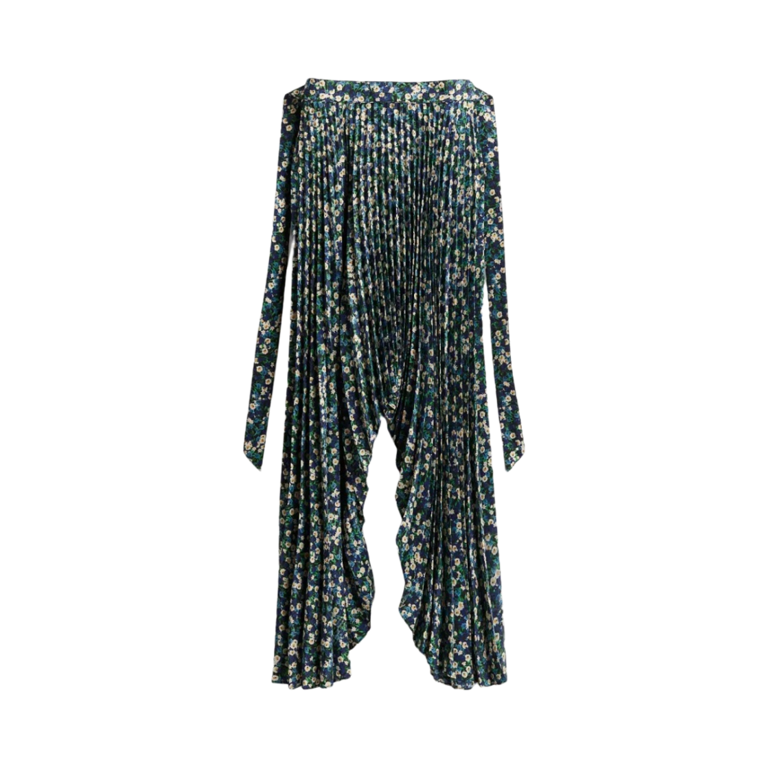 (W) 에이치앤엠 x Rokh 플로럴 패턴 플리티드 스커트 브라이트 블루 플로럴((W) H&M x Rokh Floral-Patterned Pleated Skirt Bright Blue Floral)