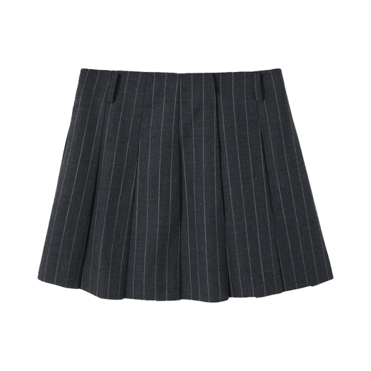 P0000BWR Tannat T/T Preppie Stripe Pleated Skirt Gray