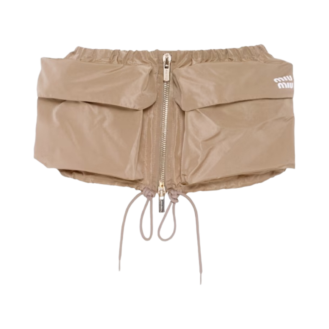 (W) 미우 미우 테크니컬 패브릭 미니 스커트 클레이 그레이((W) Miu Miu Technical Fabric Mini Skirt Clay Grey) - 1