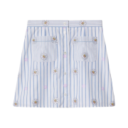 (W) Gucci Interlocking G and Flower Print Skirt White Light Blue
