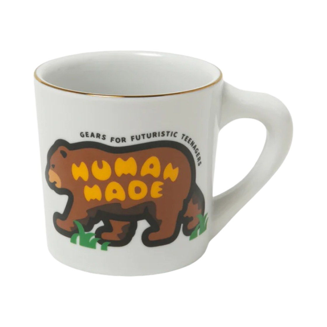 휴먼 메이드 브라운 베어 커피 머그 화이트