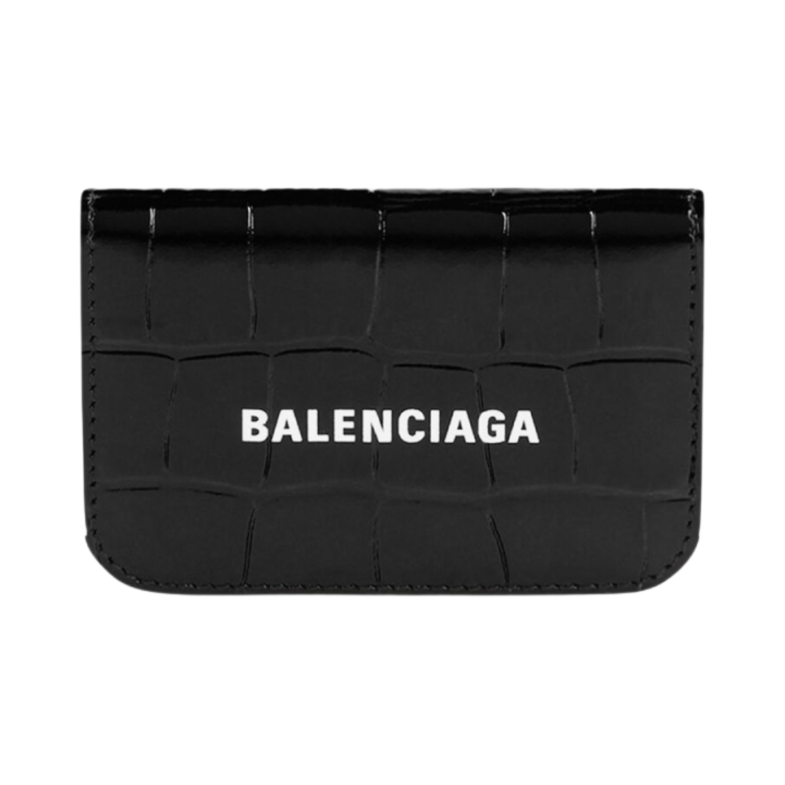 발렌시아가 캐쉬 미니 지갑 크로커다일 엠보스 블랙 화이트(Balenciaga Cash Mini Wallet Crocodile Embossed Black White) - 1