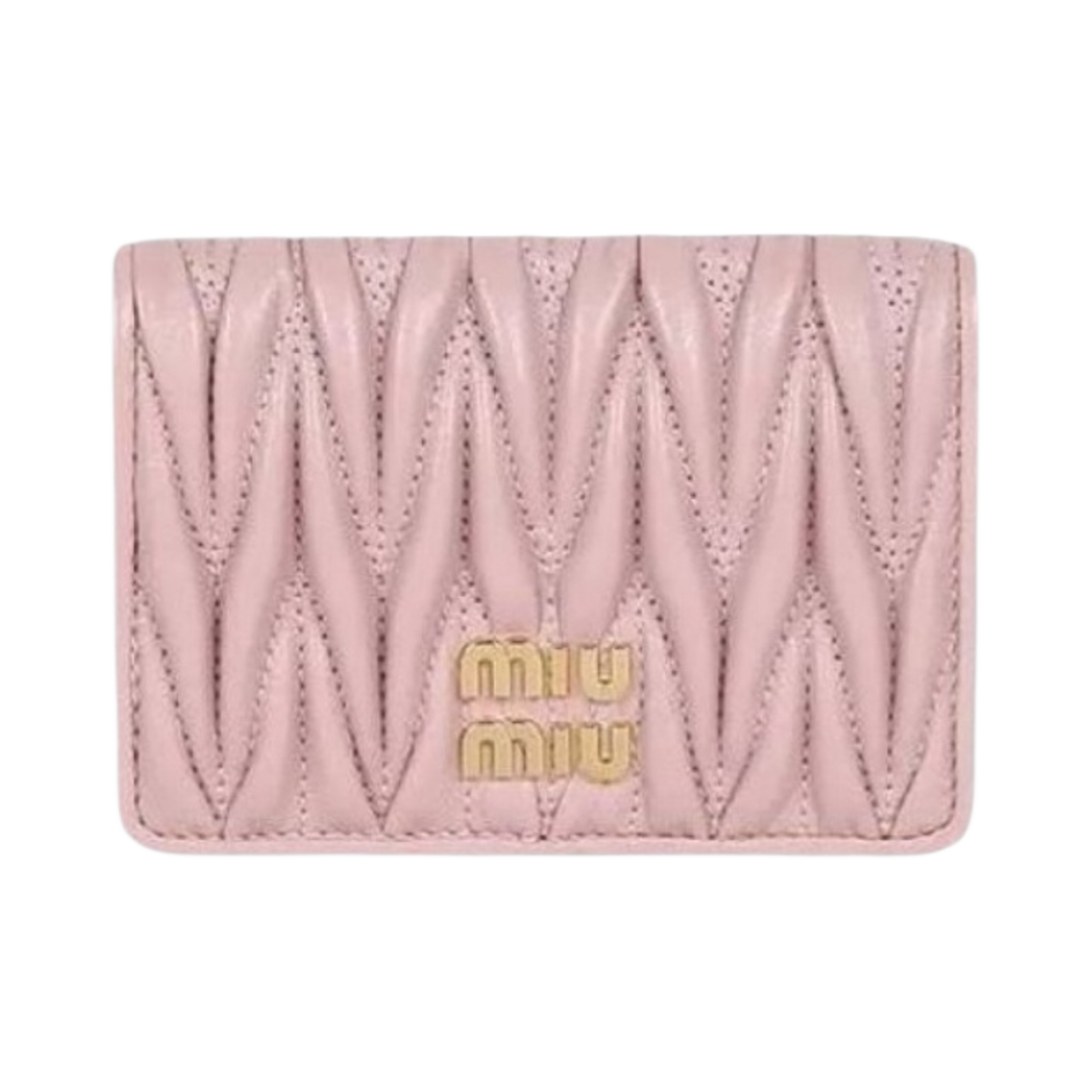 5MC103-2FPP-F0E18/5MC103-AFPP-F0E18 Miu Miu Matelasse Nappa Leather Card Holder Alabaster Pink