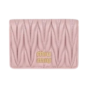 Miu Miu Matelasse Nappa Leather Card Holder Alabaster Pink