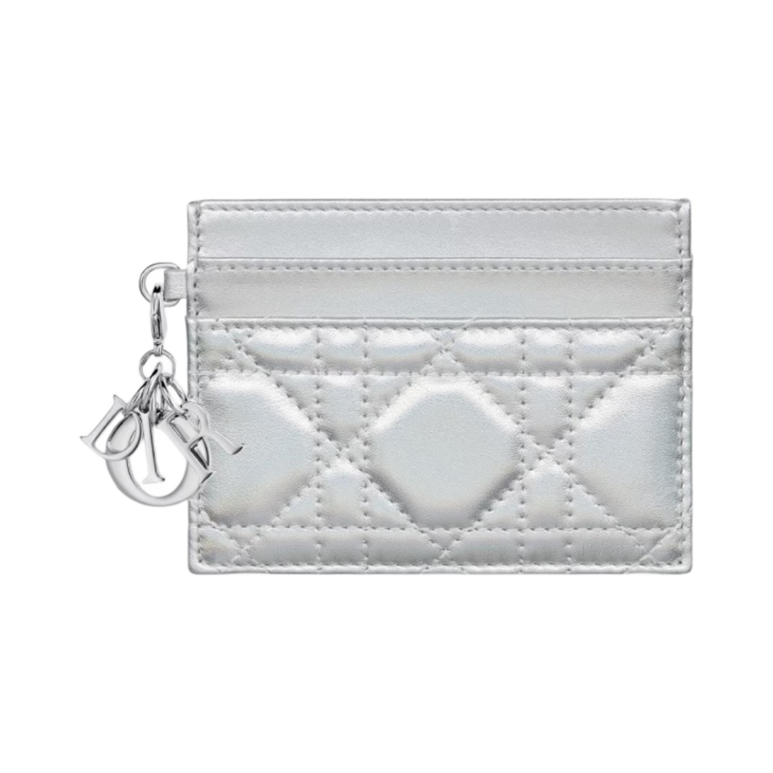 디올 레이디 5 슬롯 카드 홀더 까나쥬 램스킨 이리디센트 메탈릭 실버(Dior Lady Five Slot Card Holder Cannage Lambskin Iridescent Metallic Silver) - 1