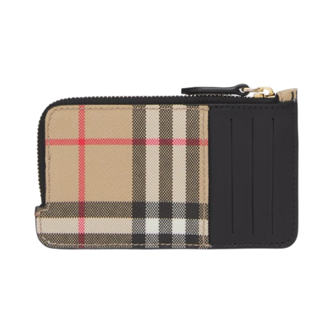버버리 빈티지 체크 레더 지퍼 카드 케이스 아카이브 베이지 블랙(Burberry Vintage Check Leather Zip Card Case Archive Beige Black) - 2