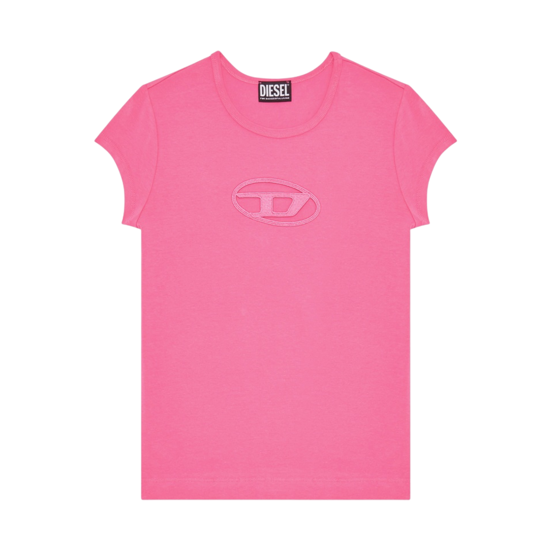(W) 디젤 T-안지 피카부 로고 티셔츠 핑크