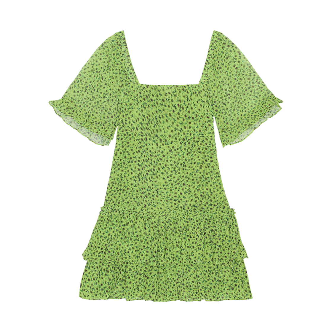 (W) 가니 시폰 미니 드레스 텐더 슛((W) Ganni Chiffon Mini Dress Tender Shoots) - 1